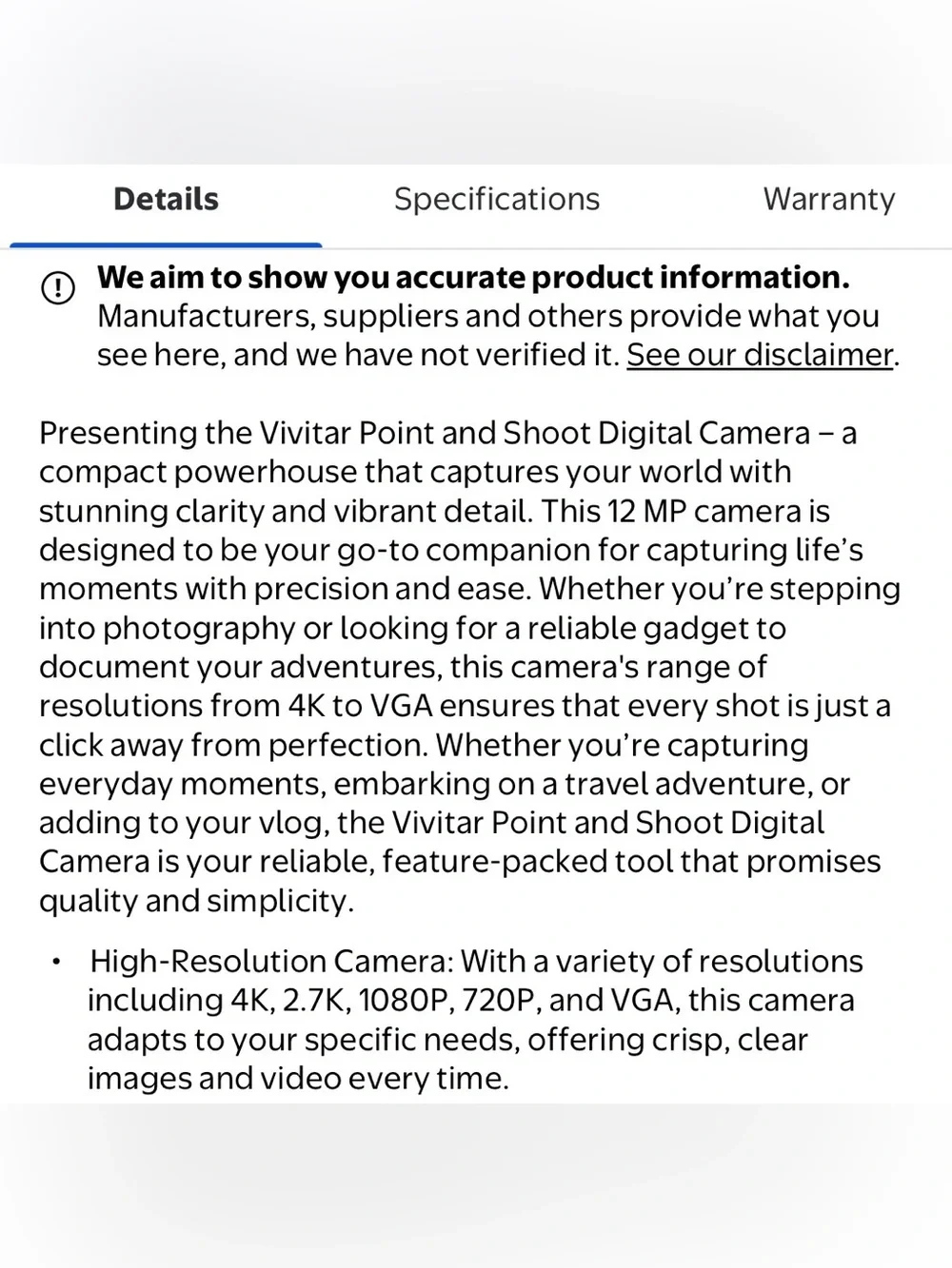 4K Digital Camera, 8x Digital Zoom, 3
